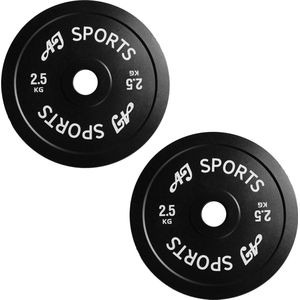 AJ-Sports Halterschijven Zwart 2.5 kg - 2 Stuks - Halterschijf 50 mm - Gewichten set - Halters - Halterset - Halterstang - Halterbank - Fitness - Krachttraining