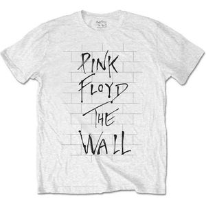 Pink Floyd - The Wall & Logo Heren T-shirt - S - Wit