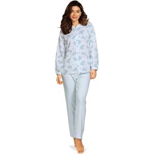 Warme bloemen doorknooppyjama Comtessa - Blauw - Maat - 44