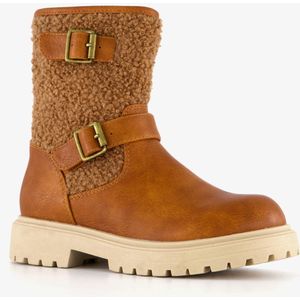 Blue Box meisjes teddy biker boots bruin - Maat 28 - Uitneembare zool