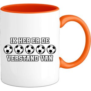 Ik heb er de ballen verstand van - Oranje elftal WK / EK voetbal kampioenschap - feest kleding - grappige zinnen, spreuken en teksten - Mok - Oranje