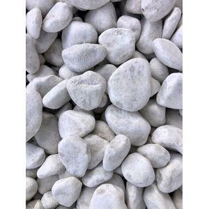 Carrara rond stenen 40/60 mm in zak van 20 KG - witte kleur