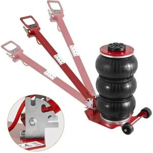 Pneumatische Krik - Autokrik - Garagekrik - Krik - 5 Ton - Verstelbare Triple Bag Air Jack met Wielen en Inklapbare Stang voor Zware Voertuigen - Luchtkussen Krik
