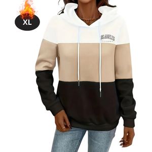 Livano Hoodie Dames - Sweaters - Sweater - Warme Trui - Met Capuchon - Abrikoos - XXL