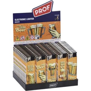 Prof Elektronische aansteker hervulbaar - Design Beer Display 50 stuks - wegwerpaansteker - electronic lighter