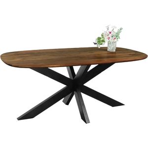 Eettafel deens ovaal mangohout 180cm Austin bruin ovale tafel duurzaam mango eetkamertafel