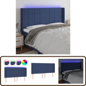 vidaXL Hoofdbord LED Blauw - 183x16x118/128 cm LED Hoofdbord - Blauwe Hoofdbord - Led Lamp Headboard - Hoofdbord Met Led Verlichting - Slaapkamers Decoratie