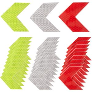 30 STKS 3 Kleuren Auto Pijl Reflecterende Stickers - Veiligheid Reflectoren - Waterdicht Waarschuwingsbord Decal - Zelfklevende Hoge Kwaliteit .