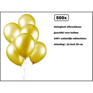 500x Luxe Ballon pearl geel 30cm - biologisch afbreekbaar - Festival feest party verjaardag landen helium lucht thema