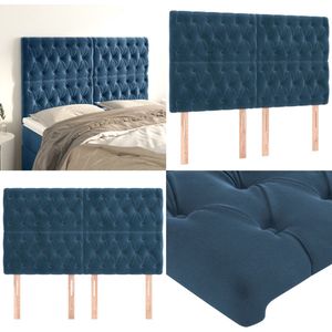 vidaXL Hoofdborden 4 st 72x7x78/88 cm fluweel donkerblauw - Hoofdbord - Hoofdborden - Hoofdeinde - Houten Hoofdbord