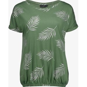 TwoDay dames T-shirt met bladerenprint groen - Maat 3XL