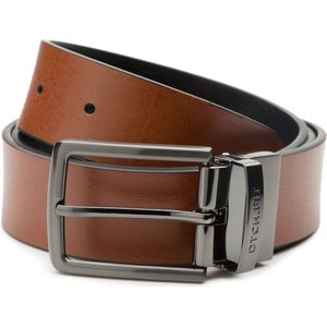 DTCH.FIT Reversible Leren riem Connor - Verstelbare gunmetal gesp - Riem Zwart & Cognac - Pantalon & Jeans Broekriem - 95cm - totale lengte 110cm