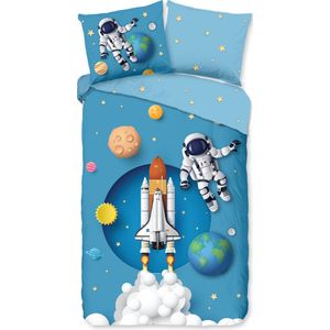 Leuke kids dekbedovertrek Spaceman - 140x200/220 (eenpersoons) - vrolijke en kleurrijke uitstraling - hoogwaardige kwaliteit - heerlijk zacht en soepel - ademend en huidvriendelijk - ideaal voor de kinderkamer