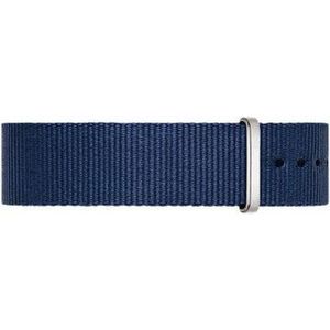 Premium Navy Blue - Nato strap 20mm - Silver Buckle - Horlogeband Navy Blauw