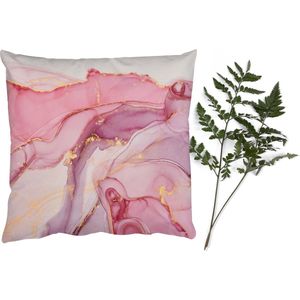 Sierkussens - Kussentjes Woonkamer - 45x45 cm - Goud - Marmer - Roze