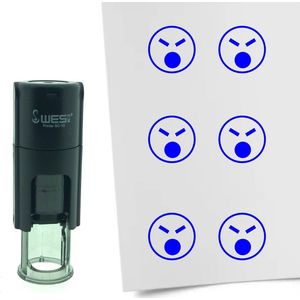 CombiCraft Stempel Smiley Boos 10mm rond - Blauwe inkt