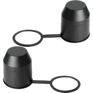 50 mm trekhaak kogelafdekkap - set van 2 | Stofdichte en waterdichte zwarte beschermkappen voor vrachtwagen en aanhangwagen trekhaken