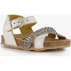 Groot leren meisjes sandalen met stippen zilver - Maat 30