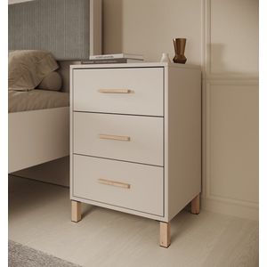 Meubella - Nachtkastje Bahia - Beige - 48 cm - 3 lades