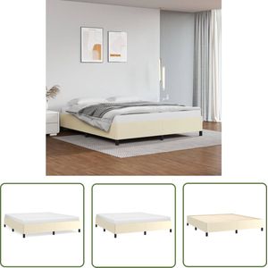 The Living Store Bedframe Kingsize - Kunstleer - Crème - 203x163x35 cm - Stabiel en Duurzaam - King Size Bed - Kunstleder Bed - Creme Bed Frame - Stabiel Bed - Duurzaam Bed