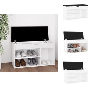 vidaXL Schoenenbank Wit - 80 x 30 x 47 cm - Opbergbank met kussen - Schoenenkast