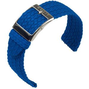 EULIT horlogeband - perlon - 20 mm - blauw - metalen gesp