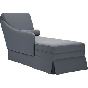 vidaXL - Chaise - longue - met - bolster&rechterarmleuning - fluweel - donkergrijs