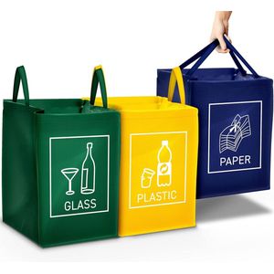 3-Weg Afvalscheidingssysteem Afvalrecyclingsysteem voor glas, plastic en papier