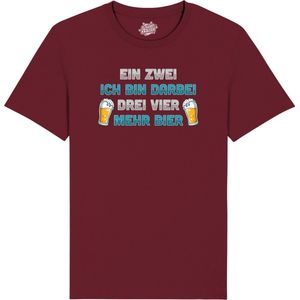 Ein zwei ich bin darbei - Grappige Apres Ski Wintersport Kleding - Mannen / Vrouwen / Unisex - Foute Ski en Snowboard Vakantie Outfit Cadeau - Unisex T-Shirt - Burgundy - Maat L