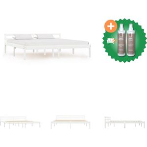 vidaXL Bedframe massief grenenhout wit 160x200 cm - Bed - Inclusief Onderhoudsset