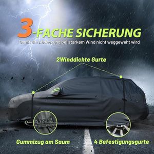 Autoafdekking, afdekzeil, waterdicht, weerbestendig, stofdicht, krasbestendig, uv-bescherming, autohoes, 500cm x 190cm x 185cm