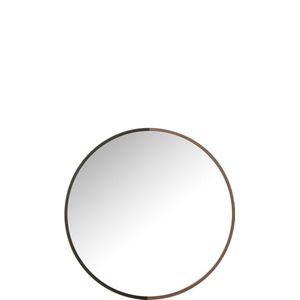 J-Line spiegel Rond - metaal/hout - zwart - small