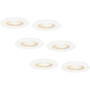 6x HOFTRONIC Nola - LED inbouwspot badkamer en buiten - Wit - Dimbaar - Spotjes verlichting - Badkamerverlichting - IP65 Waterdicht - Rond Ø 53mm - 2700K Extra warm wit (sfeervol) - 5 Watt - 400 Lumen - Plafondspots