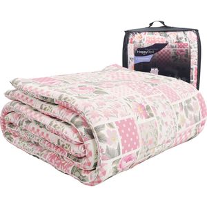 HappyBed Pinkpatch V2 | 140x220 - Wasbaar dekbed zonder overtrek - Bedrukt dekbed - Gekleurd dekbed - Dekbed met print - Hoesloos dekbed