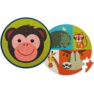 Ronde Puzzel Monkey Friends (24pcs) – 2 zijdig