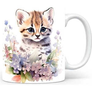 Mok met Ocelot Beker voor koffie of tas voor thee, cadeau voor dierenliefhebbers, moeder, vader, collega, vriend, vriendin, kantoor