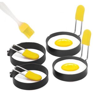 Ei Ringen set 4-delig - Pancake vorm set - Pannenkoekjes maker - Fried Egg Mold - RVS