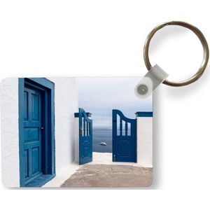 Sleutelhanger - Deur - Blauw - Wit - Architectuur - Uitdeelcadeautjes - Plastic