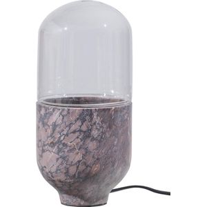 WOOOD Exclusive Asel Tafellamp - Marmer/Glas - Grijs/Bruin - 26x11x11