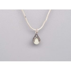 Ketting dames met klauwhanger van 925 zilver met daarin een natuursteen -""Maan licht"" -Lengte 42 cm - Breedte 2 mm