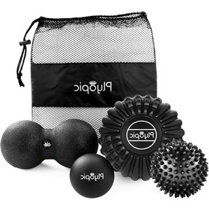 Massagebalset met diepe weefsels - Set van 4 - Lacrosse Spiky Pinda - 5"" Foam Roller Massager ballen - Spierpijn mobiliteitstherapie massage bal voeten