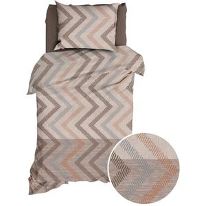 Satin d'Or Ziggo Dekbedovertrek - Eenpersoons - 140x200/220 cm - Taupe/Beige