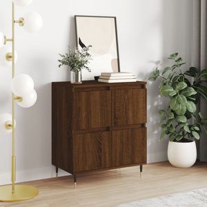 The Living Store Dressoir Houston - Buffetkast - 60 x 35 x 70 cm - Bruineiken - Bewerkt hout en ijzer