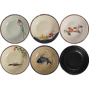 Sojasauskom, Dipkom Keramische, Tapas Schalen,6 stuks Mini-schaaltjes Keramische,Snackkommen set ,Sushi Soja Dompelen Kom,Dip Pinch Bowl Set