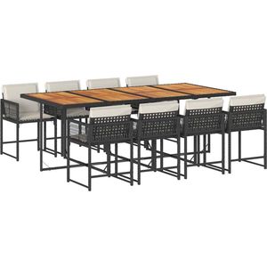 vidaXL 9-delige Tuinset Poly Rattan Zwart Tuinmeubel - Buitenkamer - Lounge Set - Eetkamerset - Patio Set