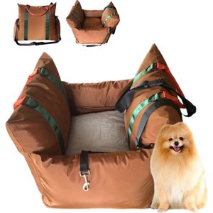 Goldcave Hondenmand voor in de Auto - Extra Zachte Luxe Uitvoering - Autostoel voor Hond - Automand - Hondenbed - Bruin/Groen