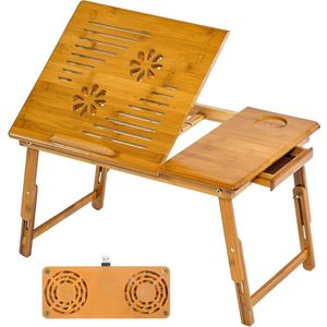 Laptoptafel Hout - USB Ventilator - 2.5 Kg - Notebookstandaard