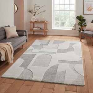 Flycarpets Elio Modern Japandi Geometrisch Vloerkleed - Creme / Beige - Laagpolig Tapijt - 120x170 cm