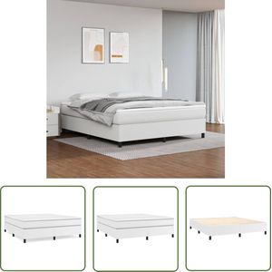 vidaXL Bed Frame - Boxspring Frame - Bedframe kunstleer wit 160x200 cm - Tweepersoons Bed - Witte Bed - Kunstleder Bed