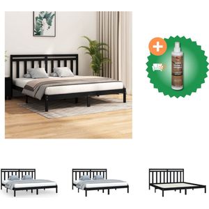 vidaXL Bedframe massief hout zwart 180x200 cm 6FT Super King - Bed - Inclusief Houtreiniger en verfrisser